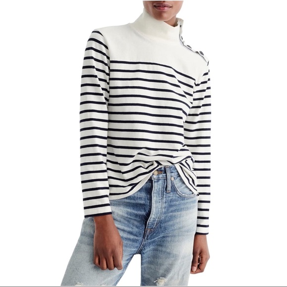 J. Crew Tops - NWT J.Crew Button Up Mock Neck Top